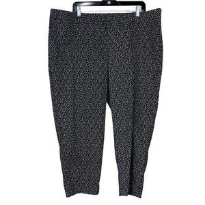 Cynthia Rowley 20W Cropped Pants Plus Dotted Black White Print 25.5" Inseam